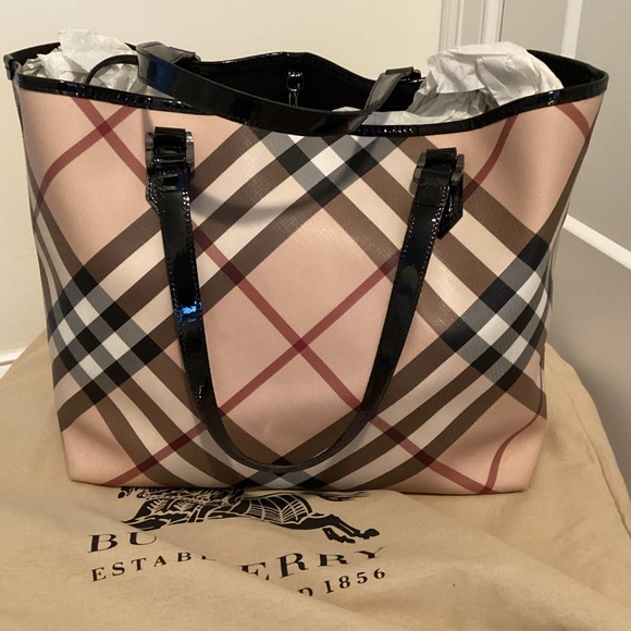 💯 Authentic Burberry LARGE Nova Check Tote Handbag Shoulder Bag - Picture 5 of 16